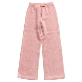 Autre Marque Apriori Pink Wool and Silk Herringbone Pants Pink