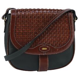 BALLY Bolsa de Ombro de Couro Marrom Verde Auth ti2296 Marrom Verde