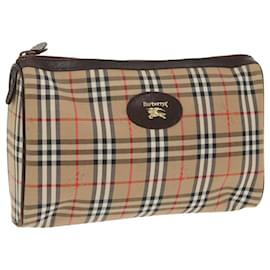 Autre Marque-Burberrys Nova Check Clutch Bag Canvas Beige Auth 99342-Beige