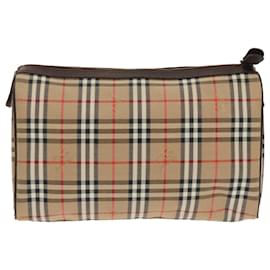Autre Marque-Burberrys Nova Check Clutch Bag Canvas Beige Auth 99342-Beige