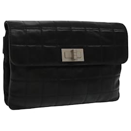 Chanel-CHANEL Choco Bar Waist bag Lamb Skin Black Gold CC Auth bs19810-Black,Golden