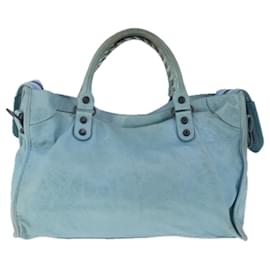 Balenciaga-BALENCIAGA The City Hand Bag Leather 2way Light Blue Auth mr645-Light blue