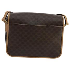 Céline-CELINE Macadam Canvas Circle Shoulder Bag Brown Auth 99859-Brown