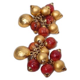 Orecchini natalizi Trussardi vintage degli anni '90 Marrone D'oro
