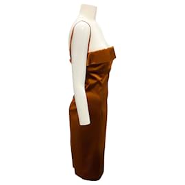 Dolce & Gabbana-Dolce & Gabbana Copper Satin Bustier Dress-Brown