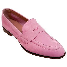 Mocassins de couro rosa Santoni Famed Bege