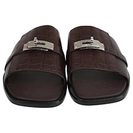 Hermès-HERMES Flats T.EU  Leather-Brown