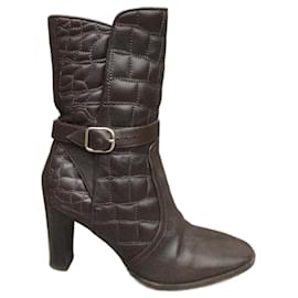 Hermès-Ankle Boots-Dark brown