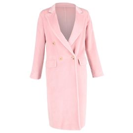 Max Mara Double-Breasted Coat in Pink Wool Pink