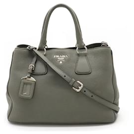 Prada-Prada Leather 2WAY Tote Handbag-Grey