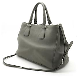 Prada-Prada Leather 2WAY Tote Handbag-Grey