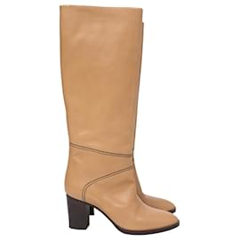 Chloé-Bottes à talons hautes en cuir marron Chloé jusqu'aux genoux-Marron