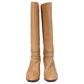 Chloé-Bottes à talons hautes en cuir marron Chloé jusqu'aux genoux-Marron