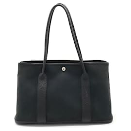 Hermès-Sac à main épaule Hermes Garden en cuir noir-Noir