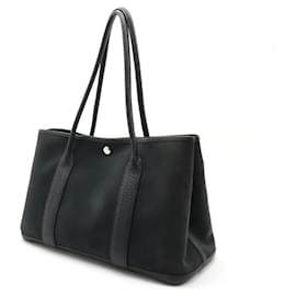 Hermès-Sac à main épaule Hermes Garden en cuir noir-Noir