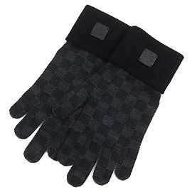 Luvas de lã e couro com logo Louis Vuitton M77992 Preto
