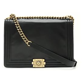 Chanel-Chanel Boy Leather Shoulder Bag Black-Black