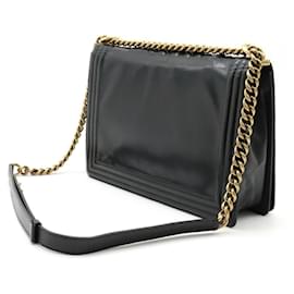 Chanel-Chanel Boy Leather Shoulder Bag Black-Black