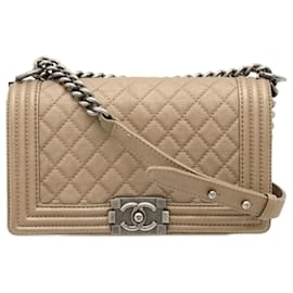 Chanel-Chanel Boy Matelasse Leather Shoulder Bag A67086-Metallic,Bronze