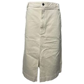 Saia midi de denim Charlene Khaite em algodão creme Branco Cru