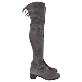 Stuart Weitzman Over The Knee Boots in Grey Suede Grey