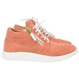 Giuseppe Zanotti-Baskets montantes à lacets Giuseppe Zanotti en daim corail-Orange,Corail