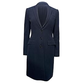 Dolce & Gabbana- Dolce & Gabbana Knitted Single-Breasted Coat in Navy Blue Wool-Blue,Navy blue