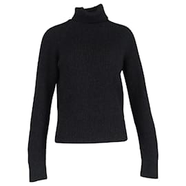 Joseph- Joseph Knitted Turtleneck Sweater in Black Wool-Black