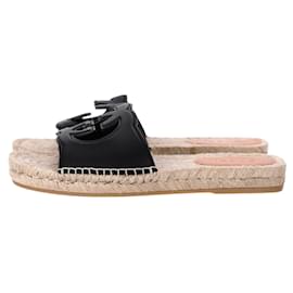 Gucci-Gucci Interlocking G Espadrilles in Black Leather-Black