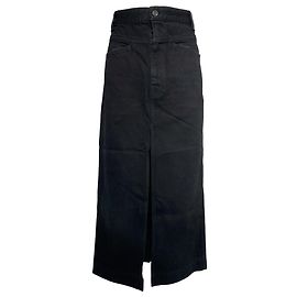 Falda midi de denim negro de algodón Khaite Neer Negro