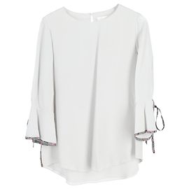 Chloé Detalle de Cinta Manga Larga en Seda Gris Gris