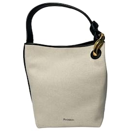 JW Anderson-JW Anderson Corner Bucket Bag in Cream Canvas-White,Cream