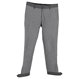 Moncler- Moncler Mid-Waist Straight-Leg Trousers in Grey Wool-Grey