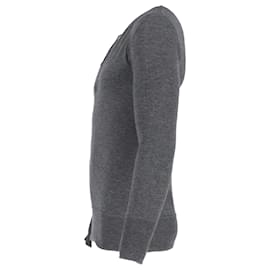 Bottega Veneta- Bottega Veneta Half-Buttoned Sweater in Grey Wool-Grey
