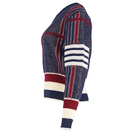 Thom Browne- Thom Browne Plaid V-Neck Sweater in Multicolor Wool-Multiple colors