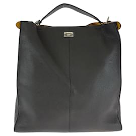 Fendi-Fendi Peekaboo X-Lite Fit Leather Handbag-Brown