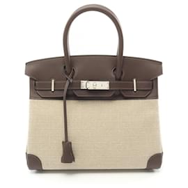 Hermès-Sac à main en cuir Hermès Birkin 30-Beige