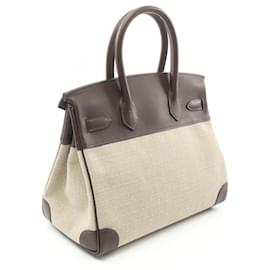 Hermès-Sac à main en cuir Hermès Birkin 30-Beige