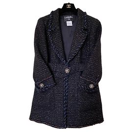 Chanel Paris / Monaco Gripoix  Buttons Tweed Jacket Navy blue