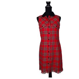 Vintage 90er Blumarine Damen-Karokleid Rot