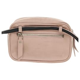 Saint Laurent-SAINT LAURENT Waist Pouch Leather Pink Black Silver Auth bs19957-Black,Silvery,Pink