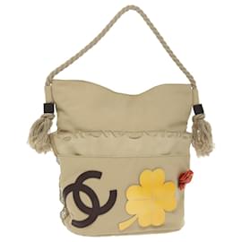 Chanel-CHANEL Shoulder Bag Canvas Beige CC Auth bs19434-Beige