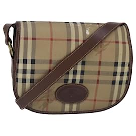 Autre Marque-Burberrys Nova Check Shoulder Bag Leather Beige Auth ti2284-Beige
