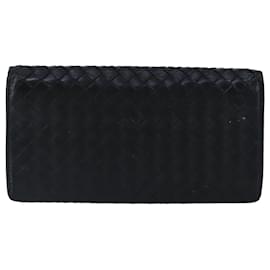 Autre Marque-BOTTEGA VENETA INTRECCIATO Long Wallet Leather Black Auth 99415-Black