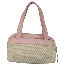 Chanel-CHANEL Hand Bag Canvas Leather Pink Silver CC Auth bs19432-Silvery,Pink