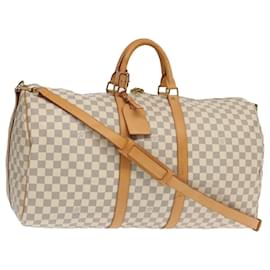 Louis Vuitton-LOUIS VUITTON Damier Azur Keepall Bandouliere 55 Boston Bag N41429 Auth 99602-Other