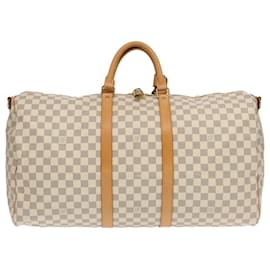 Louis Vuitton-LOUIS VUITTON Damier Azur Keepall Bandouliere 55 Boston Bag N41429 Auth 99602-Other