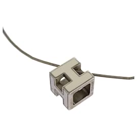 Hermès-HERMES Necklace metal White Silver tone Auth 99474-White,Other