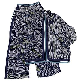 Hermès Camisa de Manga Longa e Calças Impressas com Poás Azul Marinho Hermes Azul