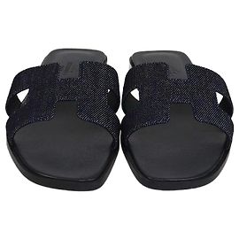 Hermès HERMES Flats T.EU  Cloth Blue
